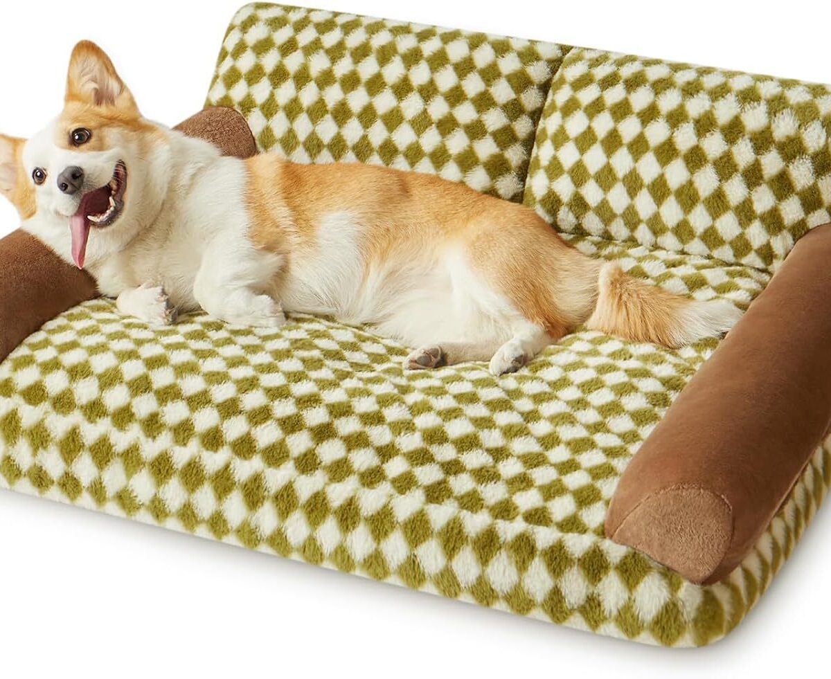 Cat Couch Bed And Dog Couch Bed Pet Couch Bed For Small Pet Cute Dog Sofa Bed Cat Sofa Pet Sofa With Non-Slip Bottom Checkered Dog Bed With Washable Cover