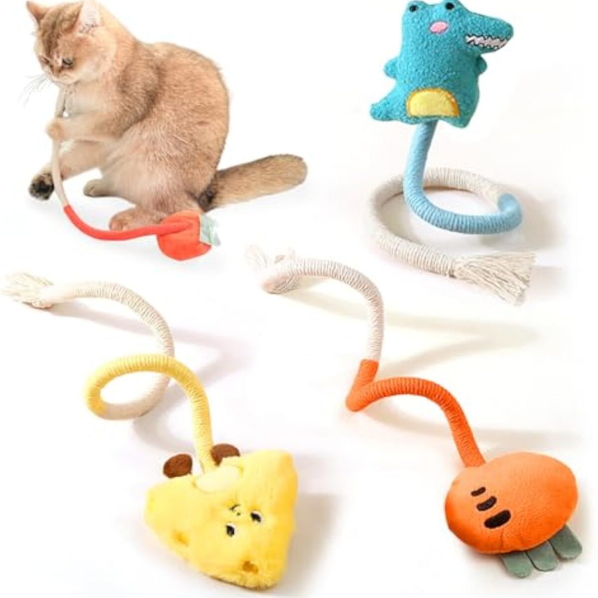 Sisal Rope Cat Toys Safe Catnip Toys Without Wire Cat Toys For Bored Indoor Cats Dental Kitty Chew Toys With Silvervine Gall Fruit,Bite-Resistant Teeth Clean Chew Cat Toy,kitty Toys